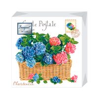 Салфетки 240х240 мм 3-сл., диз. "Гортензия", разноцв., бум., 25 шт/упак "Bouquet" 15 упак/кор РОССИЯ 37095