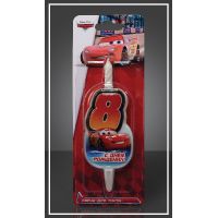 Свеча для торта h45 мм, диз. "Disney Тачки. Цифра 8", разноцв., 1 шт/упак 15 шт/кор РОССИЯ 1185