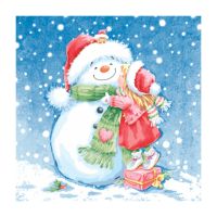 Салфетки 330х330 мм 3-сл., диз. "Девочка и снеговик", разноцв., бум., 20 шт/упак "Bouquet" 12 упак/кор РОССИЯ 37493