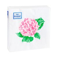 Салфетки 200х200 мм 2-сл., диз. "Розовая гортензия", разноцв., бум., 30 шт/упак "Bouquet" 26 упак/кор РОССИЯ 57613