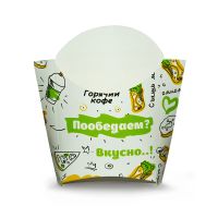Одноразовая коробка для картошки фри, с печатью, 34х75х102 мм, FOODкорт