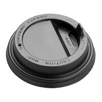 Крышка для стаканов, для холодных и горячих напитков, d 80 мм, чёрная, с клапаном, полистирол