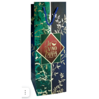 Пакет подарочный [135+115]х350 мм, р-р M с петлев. ручками, диз. "InVinoVeritas", бум. лам., 12 шт/упак 240 шт/кор КИТАЙ 04070578