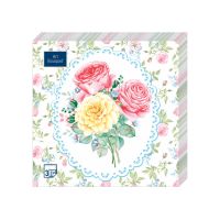 Салфетки 330х330 мм 3-сл., диз. "Розовый сад", разноцв., бум., 20 шт/упак "Bouquet" 12 упак/кор РОССИЯ 37352