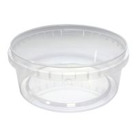 Контейнер под пресервы и мёд, 385мл, круглая, d 122мм, h 50мм, "шайба", прозрачная, контрольный замок, ПП