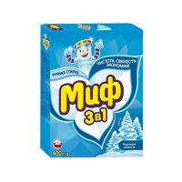 Стиральный порошок для белого белья "Миф" Морозная свежесть, ручная стирка, 400 г 11 шт/кор РОССИЯ