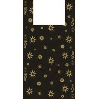 Пакет "Майка" [380+220]х680 мм 22 мкм, диз. "Звезды", черн., ПНД, 100 шт/упак 10 упак/кор РОССИЯ