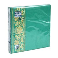 Салфетки 330х330 мм 3-сл., диз. "Изумруд", зелено-золот., бум., 20 шт/упак "Bouquet" 12 упак/кор РОССИЯ 42838
