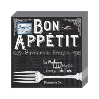 Салфетки 240х240 мм 3-сл., диз. "Bon appetit", разноцв., бум., 25 шт/упак "Bouquet" 15 упак/кор РОССИЯ 37437