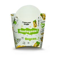Коробка-упаковка для картофеля фри, 34х83х133 мм, с печатью, FOODкорт