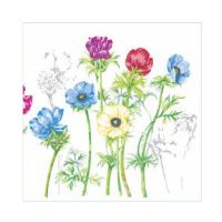 Салфетки 330х330 мм 3-сл., диз. "Анемоны", разноцв., бум., 20 шт/упак "Bouquet" 12 упак/кор РОССИЯ 37359