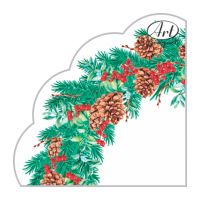 Салфетки d320 мм 3-сл., диз. "Новогодний венок 3", разноцв., бум., 12 шт/упак "Bouquet" 15 упак/кор РОССИЯ 57089