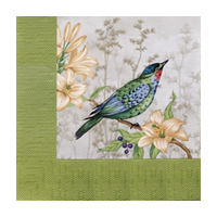 Салфетки 330х330 мм 3-сл., диз. "Рисунок с птицами ", разноцв., бум., 12 шт/упак "Bouquet" 12 упак/кор РОССИЯ 25244