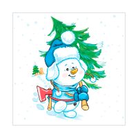 Салфетки 250х250 мм 1-сл., диз. "Снеговичок с елкой", разноцв., бум., 40 шт/упак "Desna Design" 32 упак/кор РОССИЯ 25184