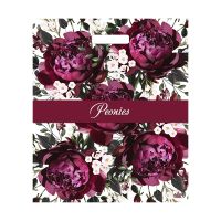 Пакет 380х450 мм, 60 мкм с проруб. ручками, диз. "Бордовые пионы", ПВД, 50 шт/упак "Тикопластик" 500 шт/кор РОССИЯ н00188427