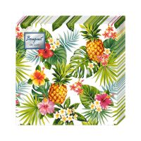 Салфетки 240х240 мм 3-сл., диз. "Тропики", разноцв., бум., 25 шт/упак "Bouquet" 15 упак/кор РОССИЯ 37216