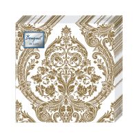 Салфетки 240х240 мм 3-сл., диз. "Royal.Золото на белом", разноцв., бум., 25 шт/упак "Bouquet" 15 упак/кор РОССИЯ 37237