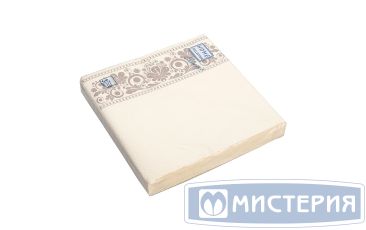 Салфетки 330х330 мм 3-сл., диз. "Капучино", бело-беж., бум., 20 шт/упак "Bouquet" 12 упак/кор РОССИЯ 42839