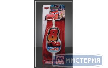 Свеча для торта h45 мм, диз. "Disney Тачки. Цифра 8", разноцв., 1 шт/упак 15 шт/кор РОССИЯ 1185