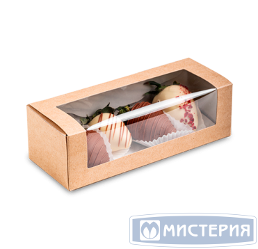 Коробка для кондит. изделий 200х80х60 мм, с окном, неразъем.крышка, крафт-бел., карт., 25 шт/упак "OSQ" Sweet Show Box 175 шт/кор РОССИЯ OSQ SWEET SHOW BOX (175)