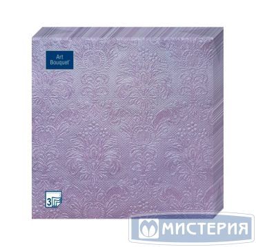 Салфетки 330х330 мм 3-сл., диз."Лиловый с перламутром Барокко", бум., 20 шт/упак "Bouquet" 12 упак/кор РОССИЯ 57232
