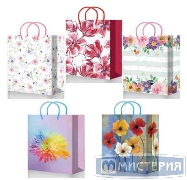 Пакет подарочный [110+60]х140 мм, р-р S с петлев. ручками, диз. в ассорт., бум. лам., 10 шт/упак 480 шт/кор КИТАЙ ПБР53752