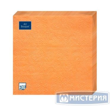 Салфетки 330х330 мм 3-сл., диз. "Охра Барокко", оранж., бум., 16 шт/упак "Bouquet" 12 упак/кор РОССИЯ 57245