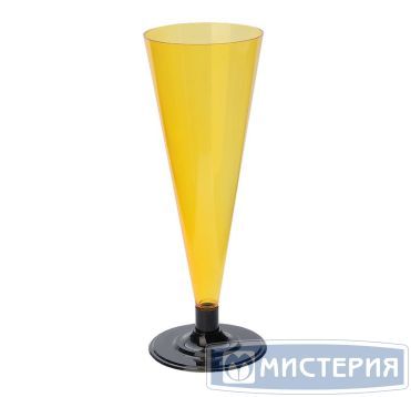 Фужер для шампанского, 0.18л, с черной ножкой, оранжевый