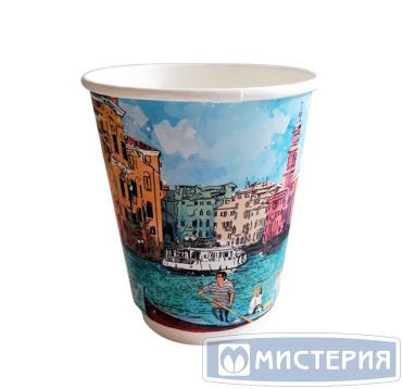 Стакан бумажный 250 мл для холодных и горячих напитков, двухслойный, с рисунком Big City Life, картон
