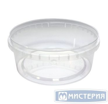 Контейнер под пресервы и мёд, 385мл, круглая, d 122мм, h 50мм, "шайба", прозрачная, контрольный замок, ПП