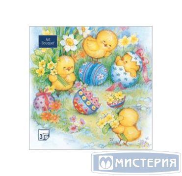 Салфетки 330х330 мм 3-сл., диз. "Пасхальные игры", разноцв., бум., 20 шт/упак "Bouquet" 12 упак/кор РОССИЯ 57330