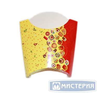 Картонная коробка для картофеля фри, 32х70х90 мм, с печатью, Рог Изобилия