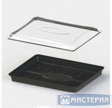 Контейнер для суши 1-секц. 306х216х43 мм, без крышки, черн., ПС, 200 шт/кор "Kado-Prim" 200 шт/упак РОССИЯ КД-004 Д