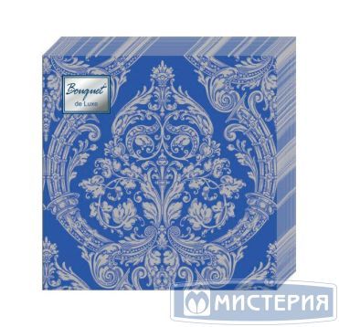 Салфетки 240х240 мм 3-сл., диз. "Royal.Серебро на синем", сине-сереб., бум., 25 шт/упак "Bouquet" 15 упак/кор РОССИЯ 37243