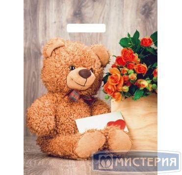 Пакет 310х400 мм, 60 мкм с проруб. ручками, диз. "Тедди", ПВД, 50 шт/упак 1 000 шт/кор РОССИЯ BYP51542