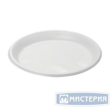 Тарелка одноразовая мелкая d205 мм, бел., ПС, 12 шт/упак "МИСТЕРИЯ" 960 шт/кор РОССИЯ 183040, 183040/