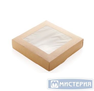 Контейнер 1555 мл, 200х200х55 мм, с окном, неразъем.крышка, крафт-бел., карт., 25 шт/упак "OSQ" TaBox Pro 175 шт/кор РОССИЯ OSQ TABOX PRO 1555 (175)