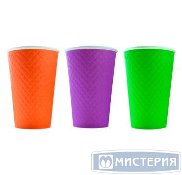 Стакан бумажный 400 мл 2 сл., d90 мм, диз. "Waffle Color", карт., 25 шт/упак 500 шт/кор РОССИЯ ЕМ90-530-6812