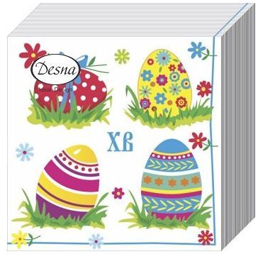 Салфетки 240х240 мм 1-сл., диз. "Пасхальные яйца", разноцв., бум., 40 шт/упак "Desna Design" 32 упак/кор РОССИЯ 57423