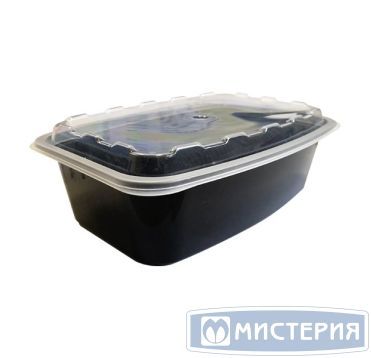 Контейнер 1000 мл 1-секц. 212х148х70 мм, крышка в компл., черн., ПП, 150 шт/кор "Aerosnab" 150 шт/упак РОССИЯ 1266Ч