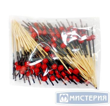 Пика 75 мм, диз. "Клюква", красн., бамбук, 100 шт/упак 100 упак/кор КИТАЙ