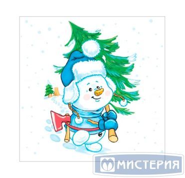 Салфетки 250х250 мм 1-сл., диз. "Снеговичок с елкой", разноцв., бум., 40 шт/упак "Desna Design" 32 упак/кор РОССИЯ 25184
