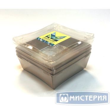 Коробка (Контейнер) 550 мл, квадратный, 128х128х45мм, крафт, с прозрачной крышкой