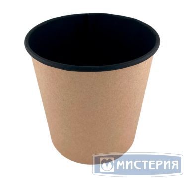 Контейнер 700 мл, d116хh108 мм, без окна, без крышки, крафт-черн., карт., 35 шт/упак "OSQ" Round Bowl 700 Black Wood 525 шт/кор РОССИЯ OSQ Round Bowl 700 (BW) (525)