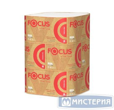 Полотенца бумажные для диспенсеров 230х230 мм 2-сл. V-сложен., бел., 200 лист/упак "Focus" Premium 15 упак/кор РОССИЯ 5049977