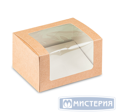 Упаковка [коробка] для сэндвичей 125х100х70 мм, с окном, неразъем.крышка, крафт-бел., карт., 25 шт/упак "OSQ" Square Cut Sandwich box 300 шт/кор РОССИЯ Square Cut sandwich box