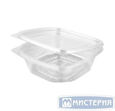 Контейнер 500 мл 1-секц. 142х137х64,3 мм, неразъем.крышка, прозр., ПЭТ, 75 шт/упак "ПолиЭр" 300 шт/кор РОССИЯ СпК-135-500