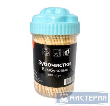 Зубочистки 65 мм в стакане, бамбук, 200 шт/упак 360 упак/кор КИТАЙ