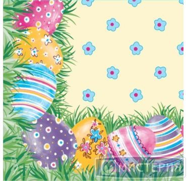 Салфетки 330х330 мм 3-сл., диз. "Пасхальные яйца 1", разноцв., бум., 20 шт/упак "Bouquet" 12 упак/кор РОССИЯ 37662