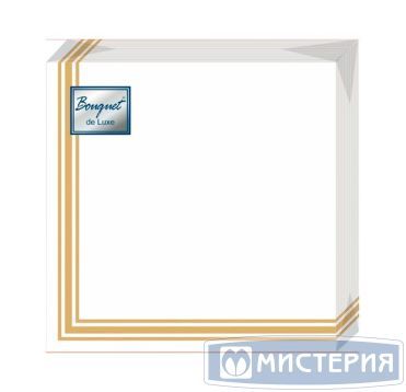Салфетки 240х240 мм 3-сл., диз. "Золотая рамка", бело-золот., бум., 25 шт/упак "Bouquet" 15 упак/кор РОССИЯ 37888